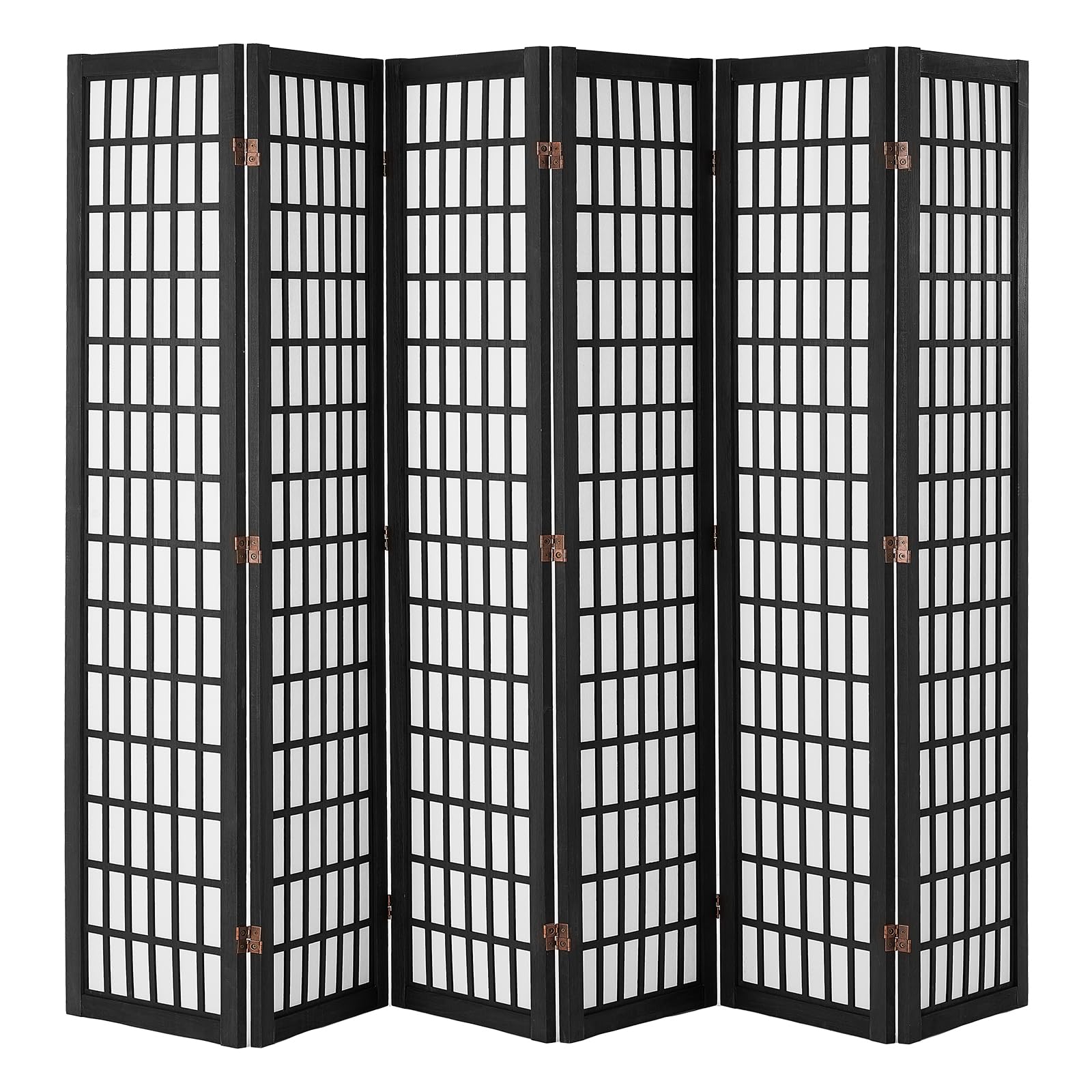 Amacv Room Divider, 6 Panel Japanese Room Divider, Folding Privacy Screen Indoor, Portable Partition Dividers and Decoration Screens, for Room Separation, Home, Office, Restaurant & Bedroom (Black)
