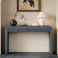 Merax Rustic Console Table with Fluted Drawer Front, Entryway Table with Curved Corners & Thick Legs, Sturdy Sofa Table for Hallway & Living Room, Dark Navy