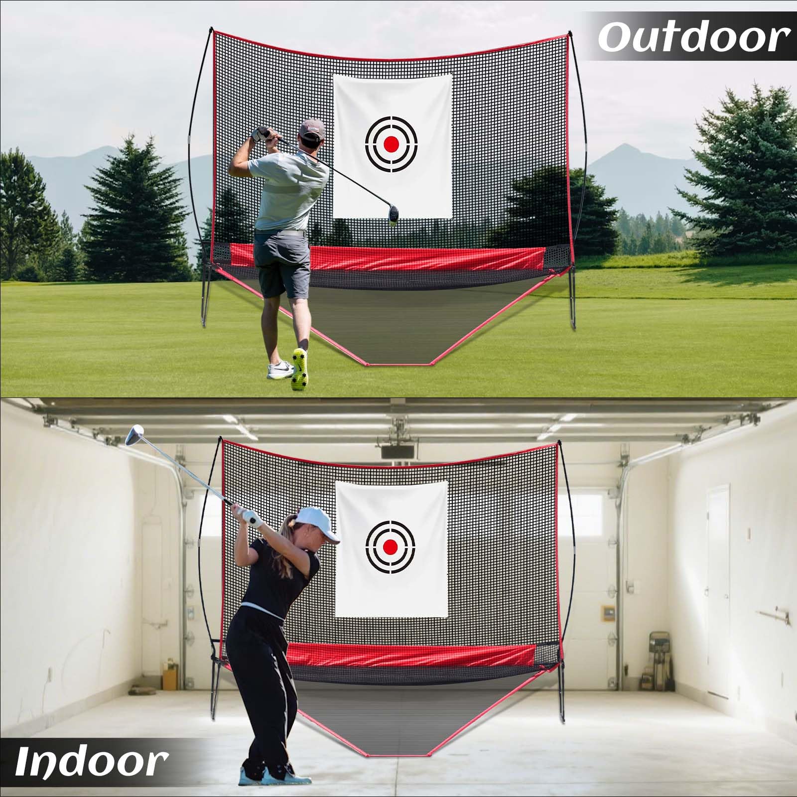 KAIDIDA Golf Practice Net: 10x8ft Heavy Duty for Yard Driving Garage Home Use Adults Golfers with Ball Tee Turf Mat Cap