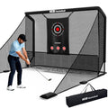 Haokelball Golf Hitting Net for Driving Real Balls, Indoor Chipping Practice Swing Training Nets with Side Barriers Impact Target, 10x8ft Heavy Duty Netting with Carry Bag for Backyard Outdoor Use