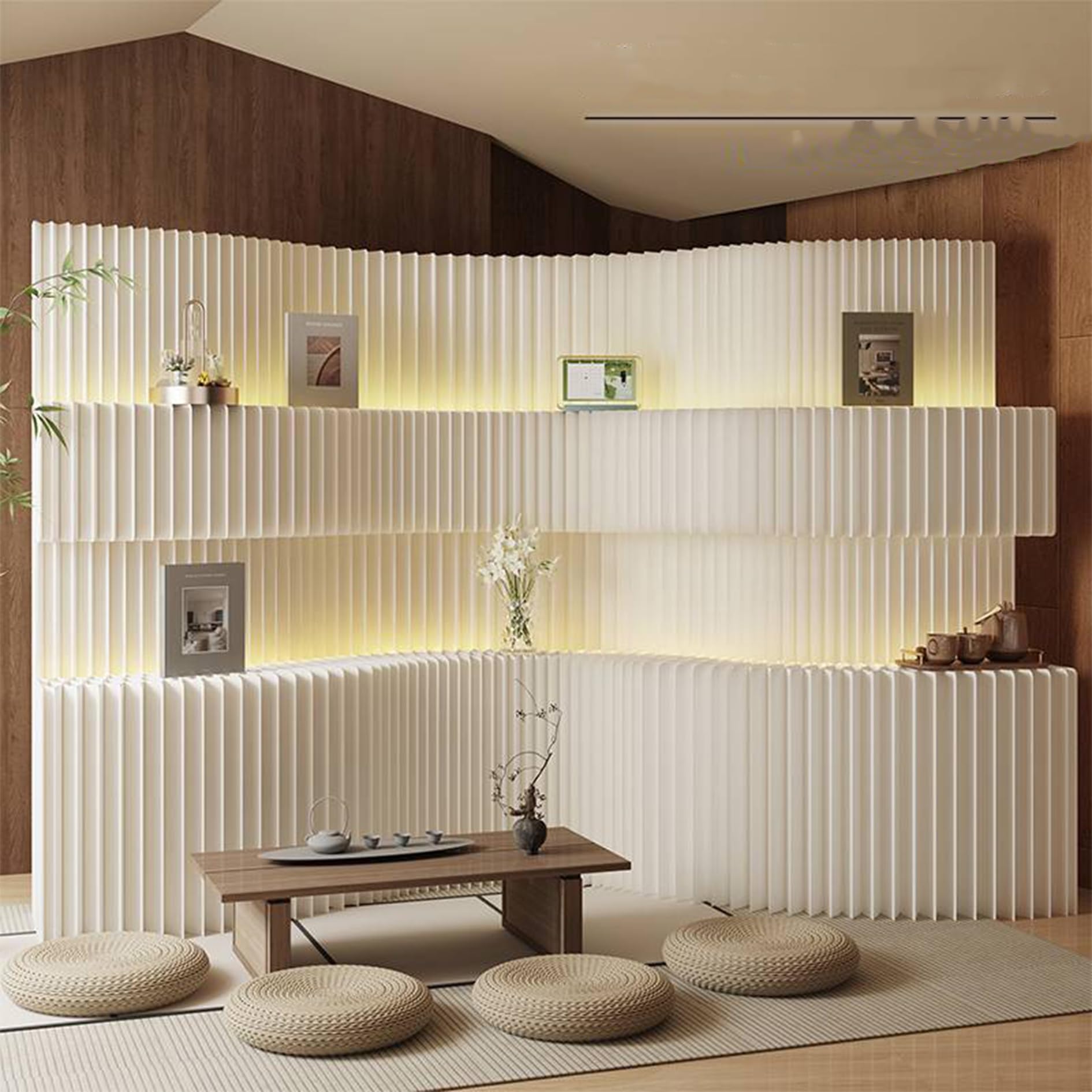 Kraft Paper Room Divider Screen 7.87ft * 16.41ft Foldable Privacy Partition for Home Office,Portable Folding Divider Wall for Dorm Studio Exhibition Store,Eco-Friendly Adjustable Room Separator Panel