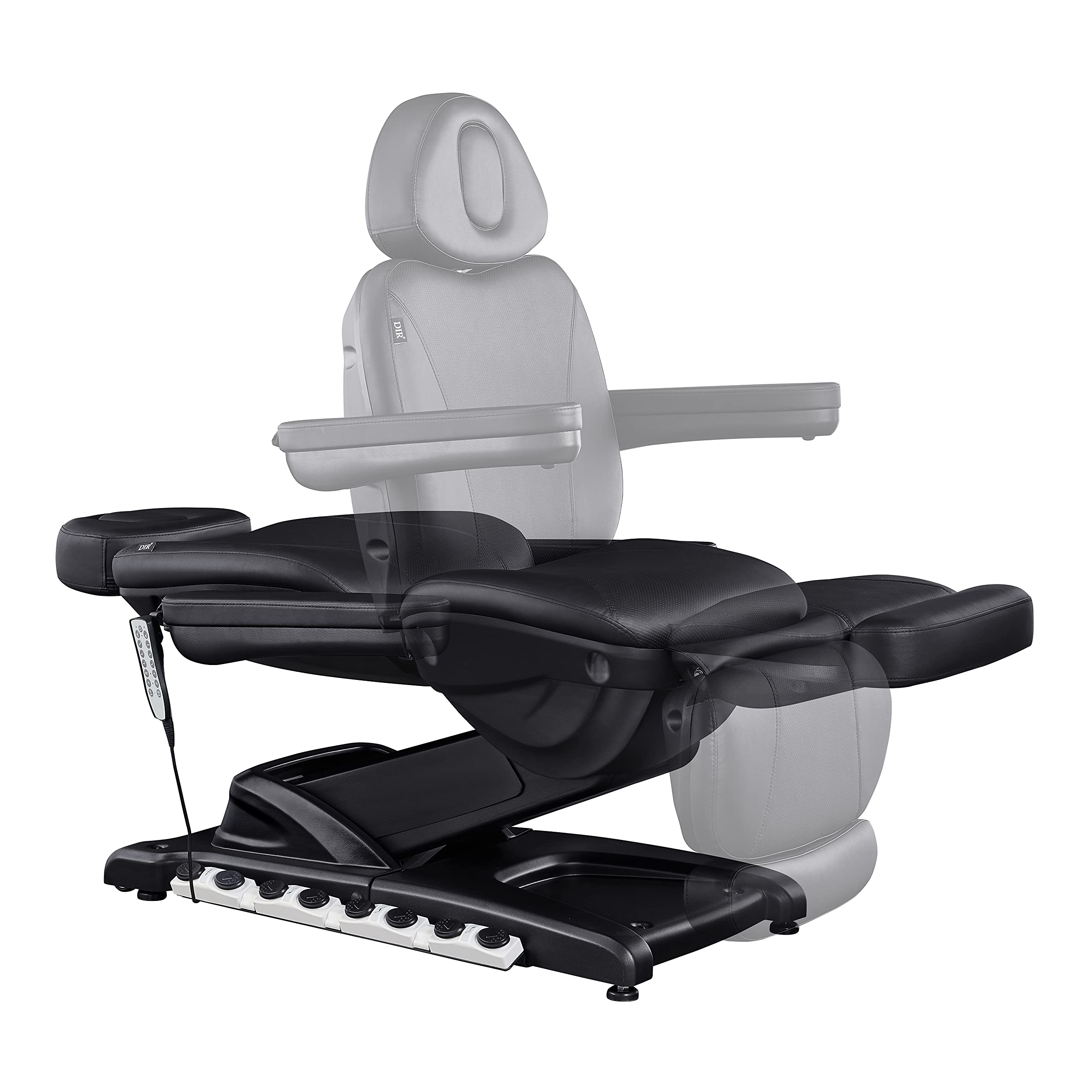 Dir Full Electrical 4 Motor Facial Beauty Bed - Doctor, Tattoo, Medical Podiatry Chair - Spa Aesthetic Chair with Thermal Heated Seats Apollo, Black