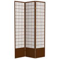 Red Lantern 7 ft. Tall Window Pane Shoji Screen - Walnut - 3 Panels