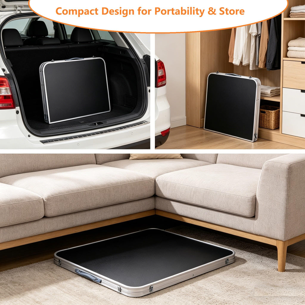 EDWINENE 3 Feet Small Folding Table with Adjustable Height, Lightweight Portable Utility Table for Travel Picnic BBQ Fishing RV Car Tailgate Camping Beach Outdoor Essentials, MDF Tabletop, Black 5Pcs