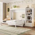 Murphy Bed Queen,Murphy Bed with Height Adjustable Storage Compartments and Shelf,Wall Bed Frame w/ 1 Drawer, Multifunctional Foldable Platform Bed for Bedroom,Guest Room,White