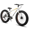 HH HILAND 26 Inch Kids' Bicycles Fat Tire Mountain Bike for Boys and Girls, 7-Speed, Dual-Disc Brake, Kids Beach and Snow Bicycle Sliver