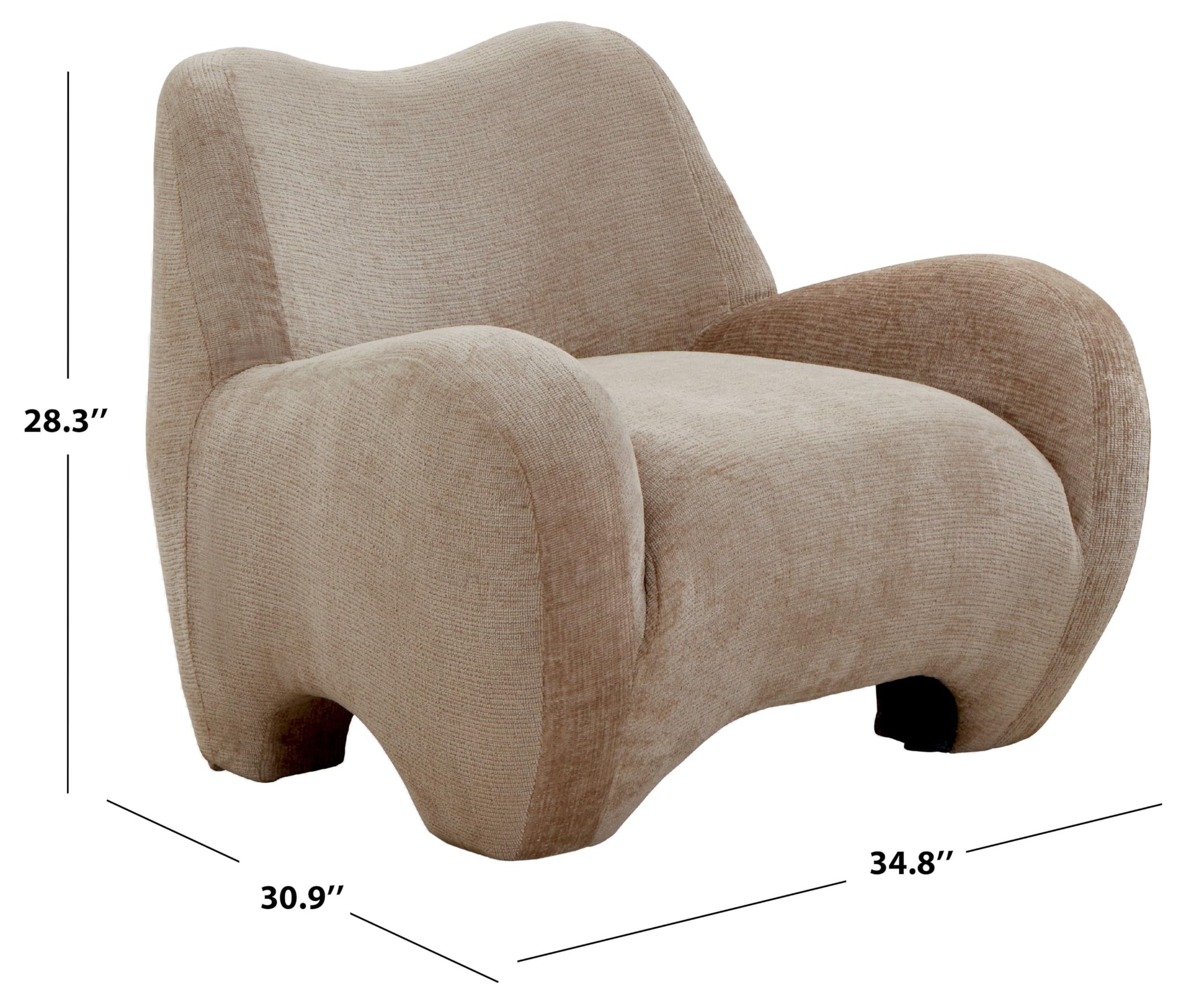 SAFAVIEH Couture Collection - Randal Light Brown Chenille Accent Chair, Modern Sculptural Lounge Seating, Fully Assembled (SFV4878A)