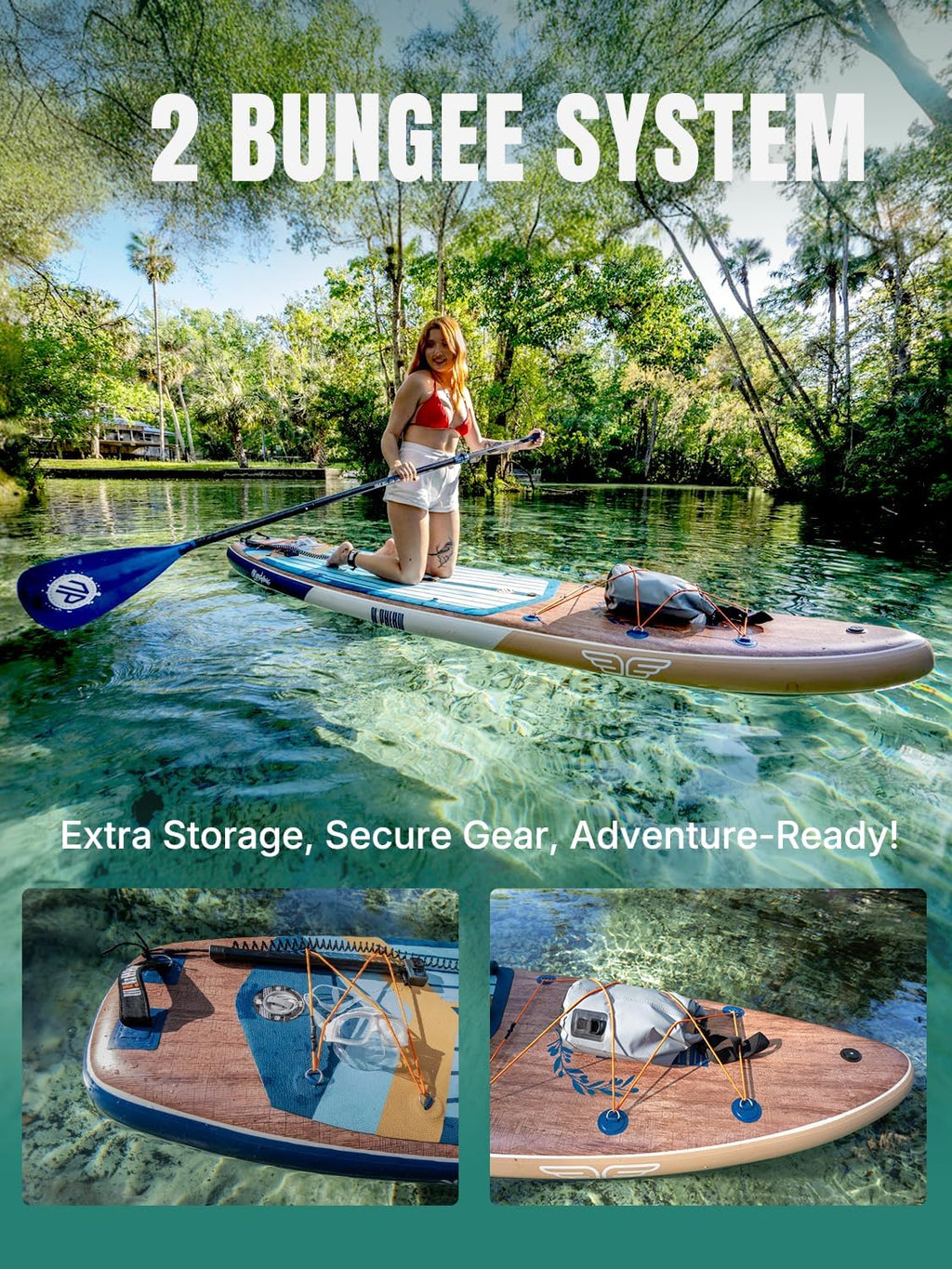 Niphean (Extra Large) Inflatable Paddle Board, SUP for 2+1 People/Family 500lbs Capacity Stand Up Paddle Board with SUP Accessories, StabilTrac Fin Non-Slip Paddleboard for Adults-Sky Blue