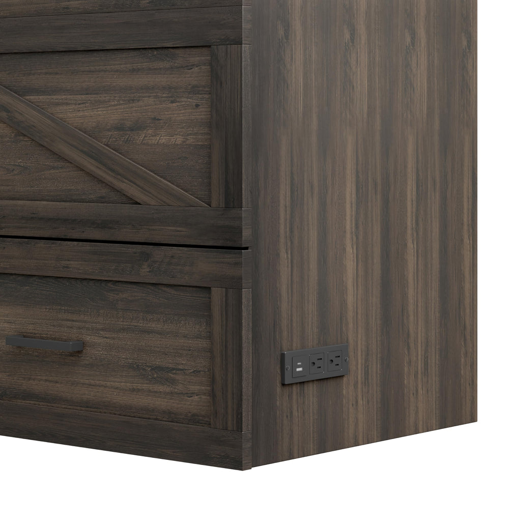 Bellemave Full Size Murphy Bed with Charging Station and Storage, Farmhouse Murphy bedframe with Foldable Panel, Noisy Free, for Guest Bedroom, Living Room, Office, Rustic Gray