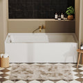 DeerValley 60" x 30" Alcove Acrylic Bathtub, Left Drain Integrated Apron Soaking Bath Tub, Ergonomic Deep Soak Tub with Pop-Up Drain and Integrated Overflow System, White, DV-1T0195L