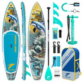 TIDETREK 11'/11'6" x 33"/34" x 6" Inflatable SUP Paddle Board – Extra-Wide, Stable Stand Up Paddle Board with Premium Full Accessory Set for Adults & Youth (Azure Leap, 11'6"x33"x6")