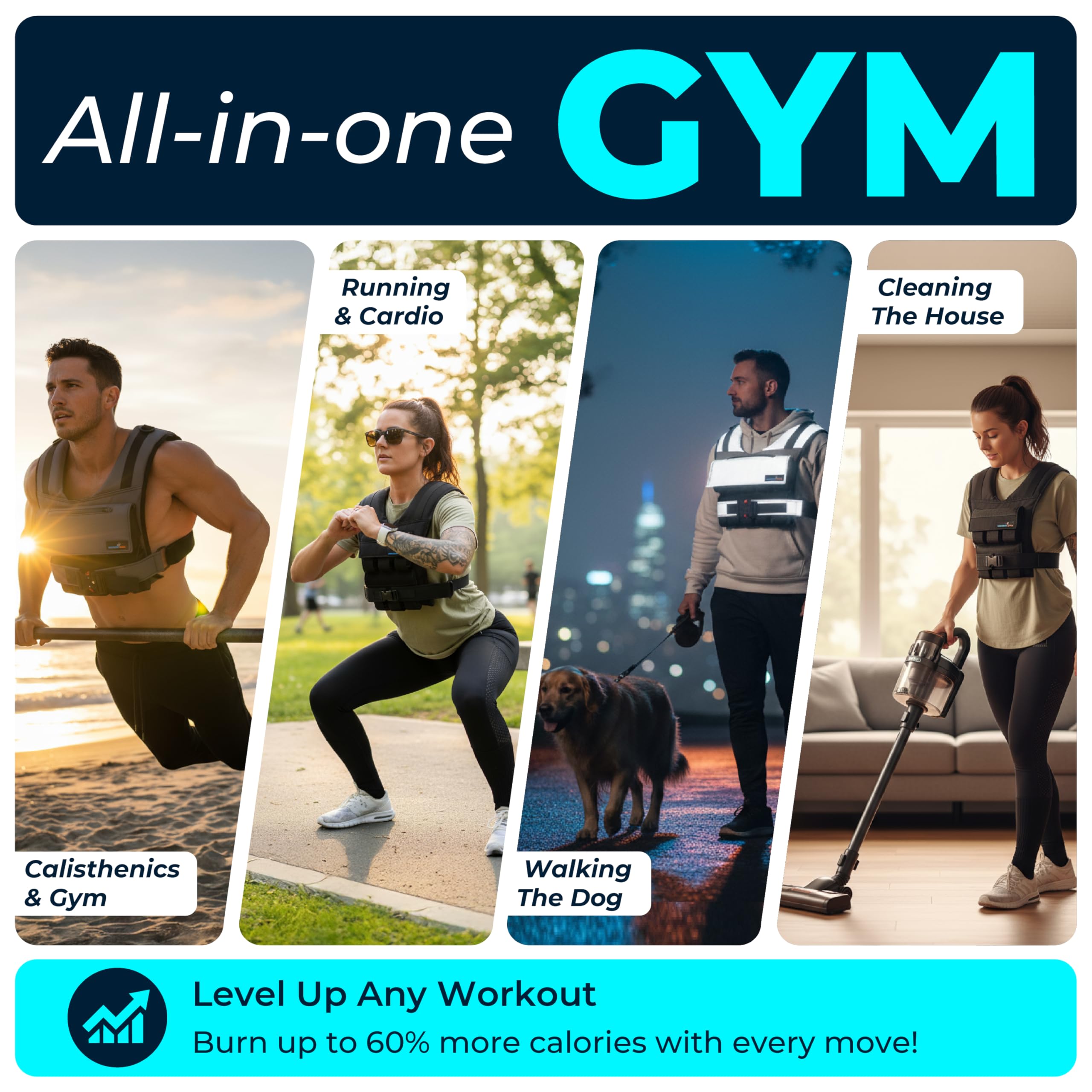 Gymnastics Power Weighted Vest Adjustable for Men and Women – Workout Weight Training Vest for Fitness, Running, Strength, Exercise & Cross Training