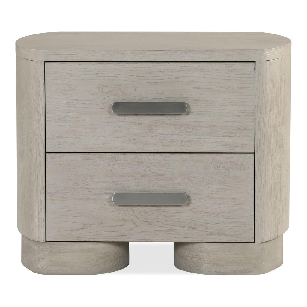 Furniture of America Nainsted Modern Contemporary Solid Wood 30-inch 2-Drawer Nightstand with USB Ports, Rounded Feet, Cedar Bottom Drawer, Easy Assembly for Bedroom, Guest Room, White Oak