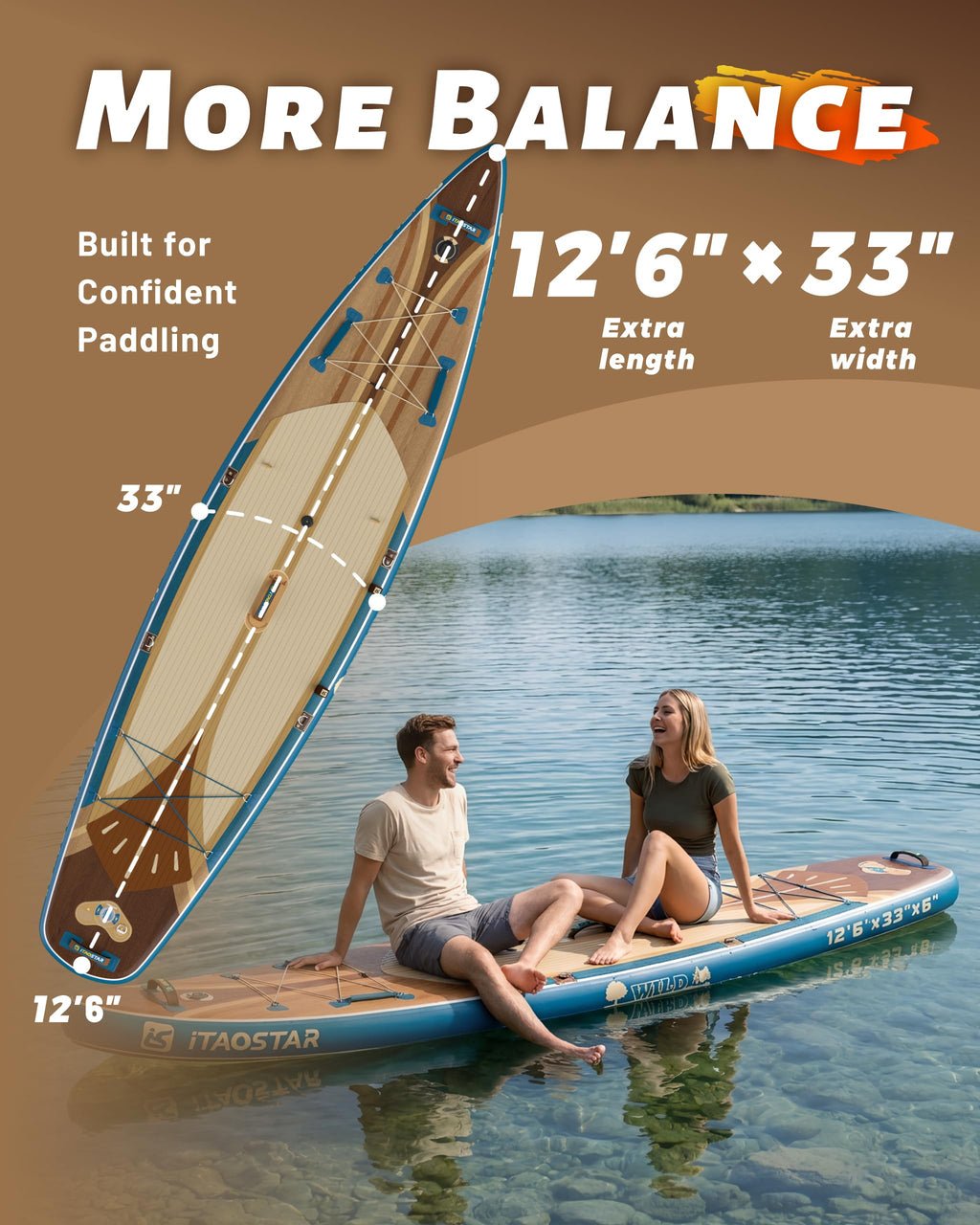 iTAOSTAR W02B 33" Inflatable Paddle Board with Seat, More Fun Inflatable Paddleboard with 5 Fins for Better Balance, Stand Up Paddle Board with Premium SUP Accessories for Adults of All Skill Levels