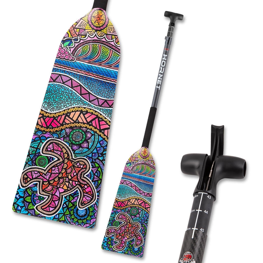 Hornet Watersports Dragon Boat Paddle - Pink Crush Design - Adjustable Carbon Fiber Dragon Boat Paddle - IDBF Approved (Leverlock Adjustable)