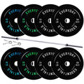 Fitvids 2-Inch Olympic Bumper Weight Plates Set Including 180 LB Weight Plates & 7FT Olympic Barbell Bar, Black