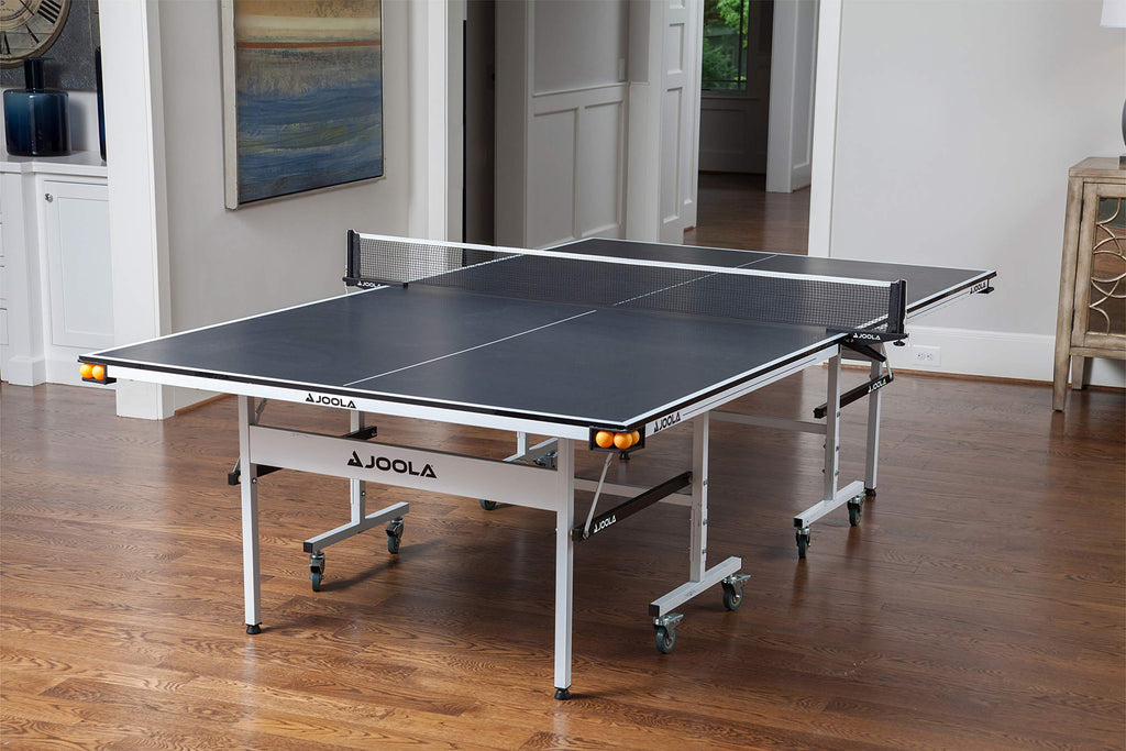 JOOLA Rally TL Professional MDF Indoor Ping Pong Table w/Quick Clamp Table Tennis Net & Post Set - 10 Minute Easy Assembly - Corner Ball Holders - Tournament Quality - Includes Playback Mode