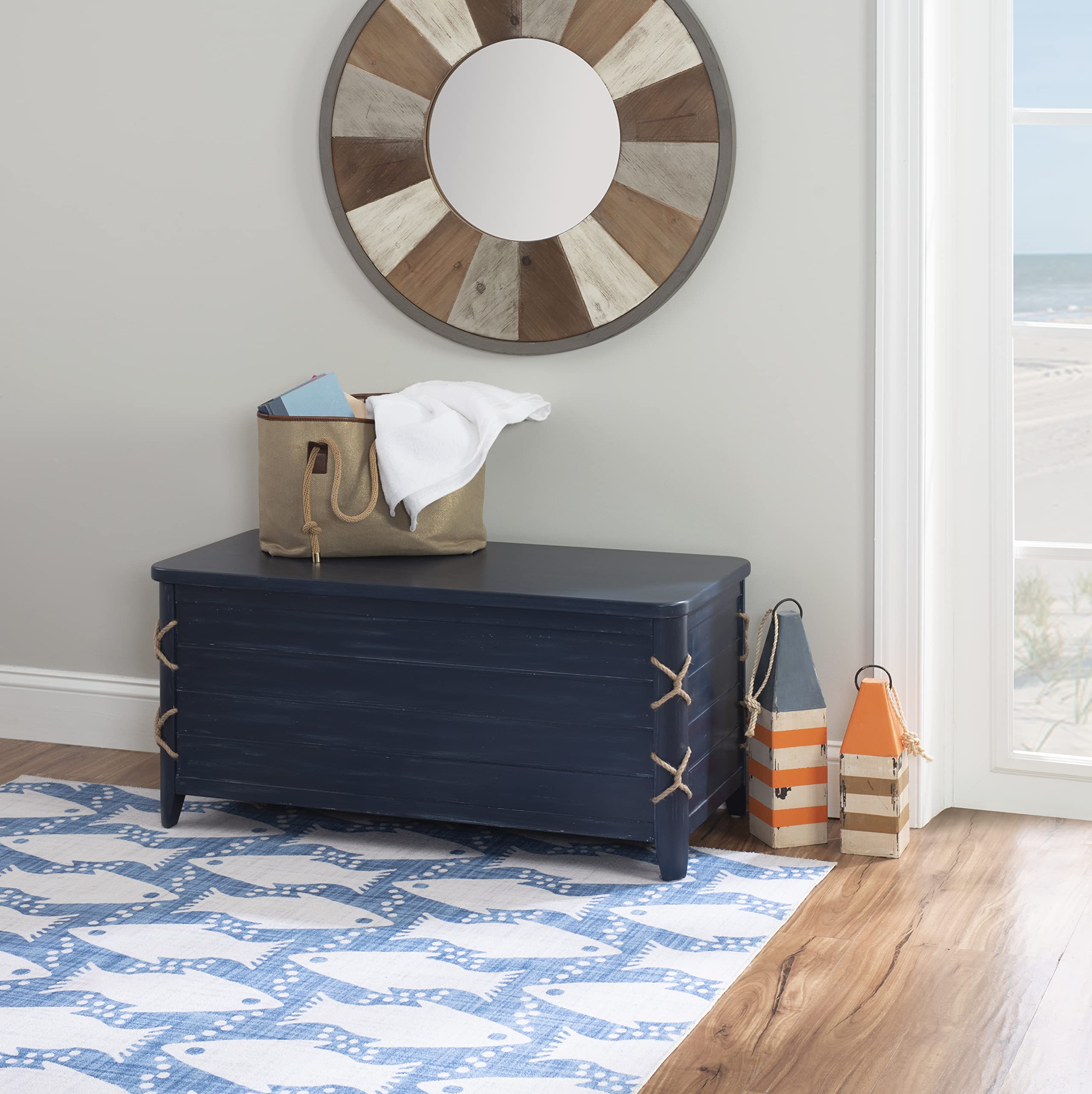 Powell Phillip Navy Blue Cedar Chest with Rope Detailing