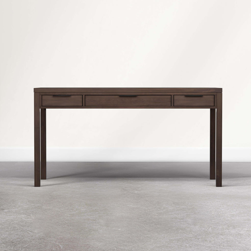 SIMPLIHOME Hollander Desk - 60 Inch Wide Solid Wood Writing Desk in Dark Brown Walnut, Contemporary Home Office Computer Table for Workspace or Study with 2 Drawers and Flip-Down Keyboard Tray