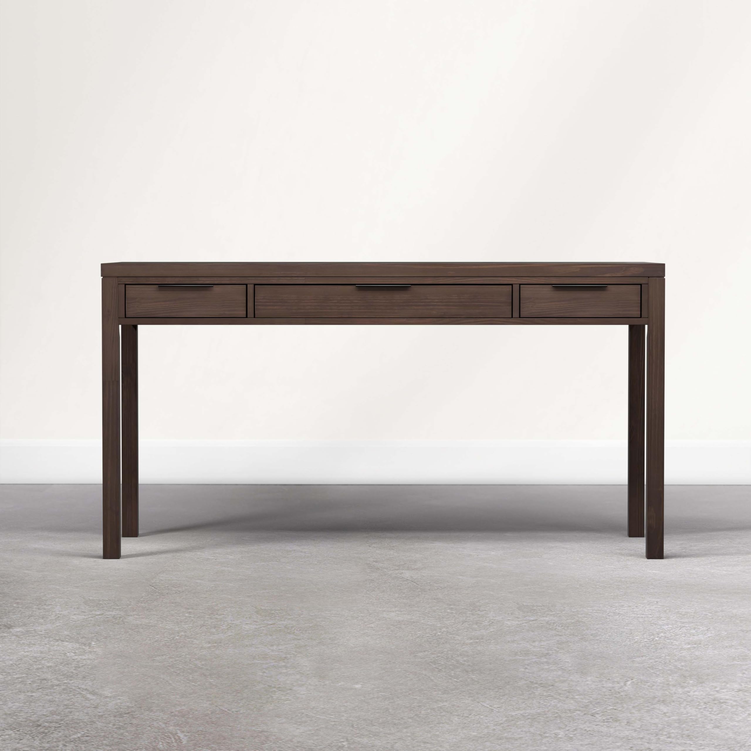 SIMPLIHOME Hollander Desk - 60 Inch Wide Solid Wood Writing Desk in Dark Brown Walnut, Contemporary Home Office Computer Table for Workspace or Study with 2 Drawers and Flip-Down Keyboard Tray