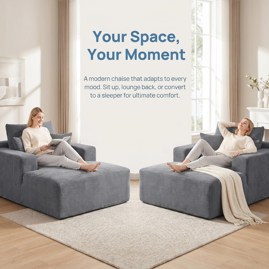 Trygoal 67 inch Oversized Lounge Chair, Boneless Living Room Chairs Indoor with Wide Armrest & Throw Pillows, Cloud Sofa Bed Couch for Small Spaces & Apartment, No Assembly Required, Deep Gray