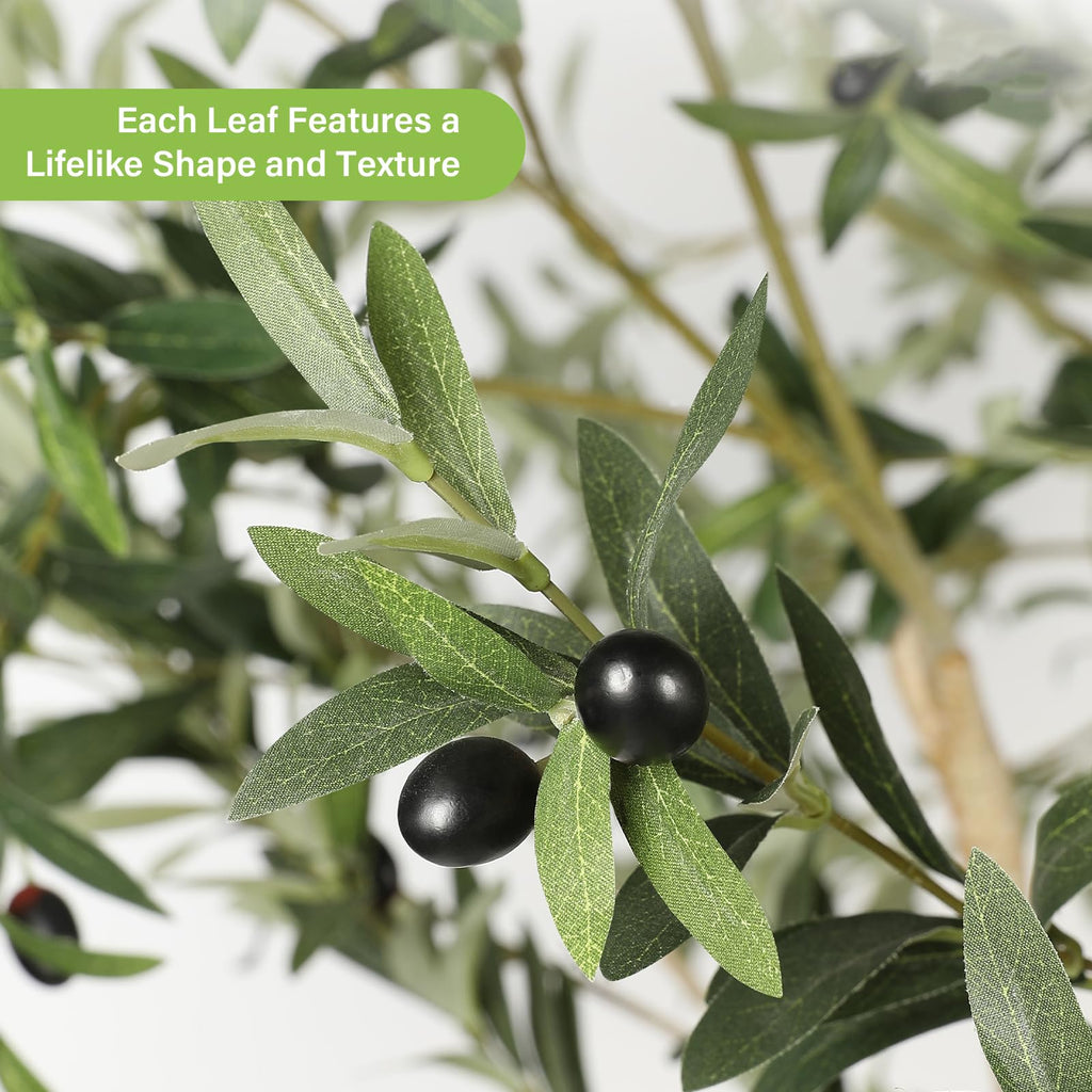Realead Artificial Olive Tree 10 Feet, Large Fake Olive Tree with Natural Wood Trunk and Lifelike Fruits, Tall Faux Olive Tree 10ft for Home Office Decor