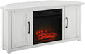 Crosley Furniture Camden Corner Fireplace TV Stand for 50+ inch TVs, Entertainment Center with Storage Shelves, Whitewash
