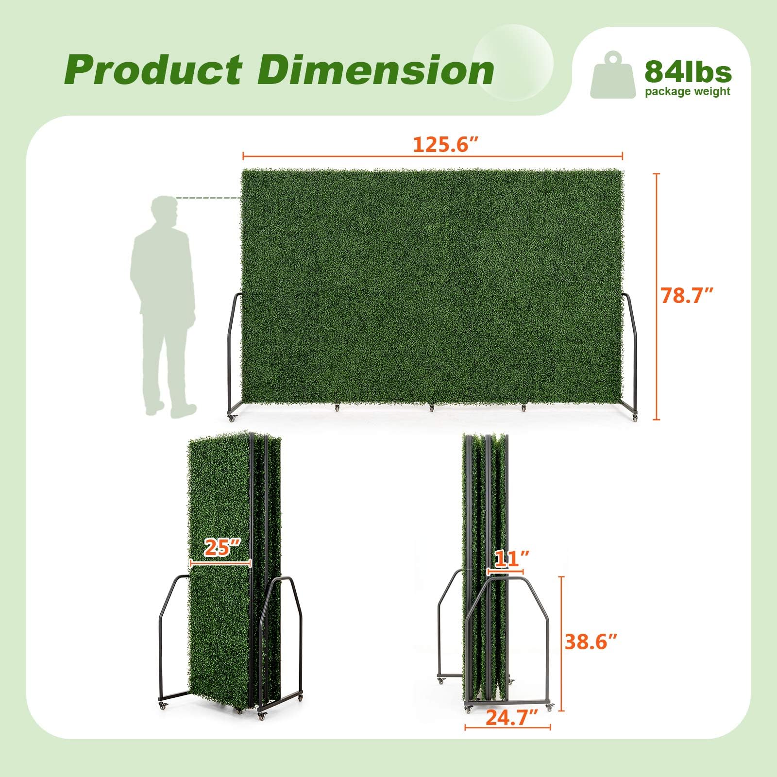 Artigwall 5 Panel Boxwood Backdrop, Room Divider with Artificial Hedge, Foldable Freestanding Privacy Screen, Faux Greenery Wall Partition for Home Office, Indoor & Outdoor Decorative Screen