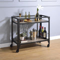 Qwtrvlizi Rustic Oak and Charcoal 2-Shelf Serving Cart