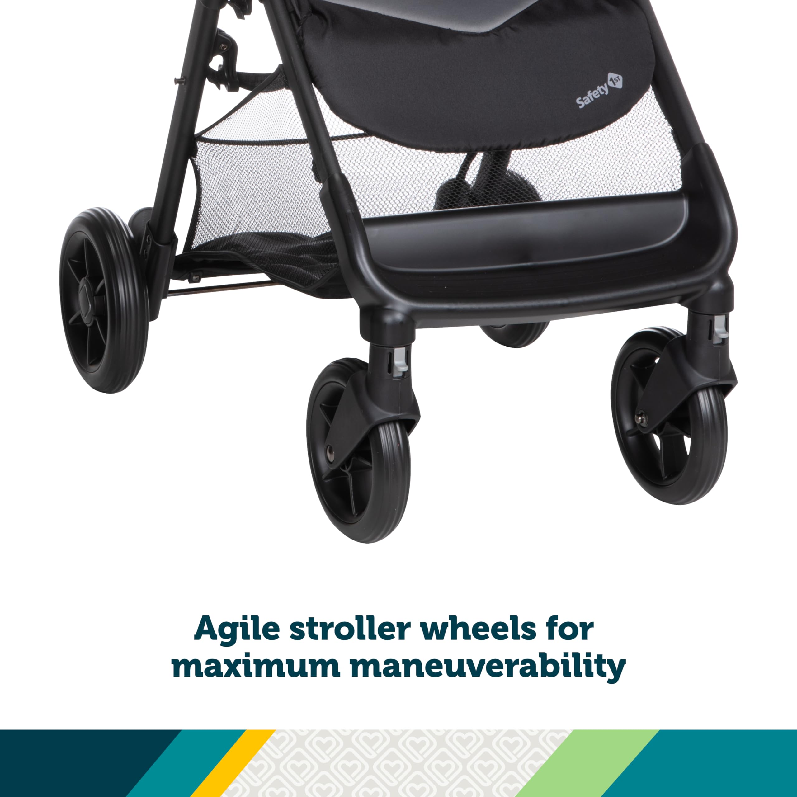Safety 1st Smooth Ride Travel System Stroller and OnBoard FLX Infant Car Seat, Newborn to Toddler Baby Combo, Easy-Install, Large Canopy, Ample Storage, Foldable, Rear-Facing 4-30 lbs, Black Cherry