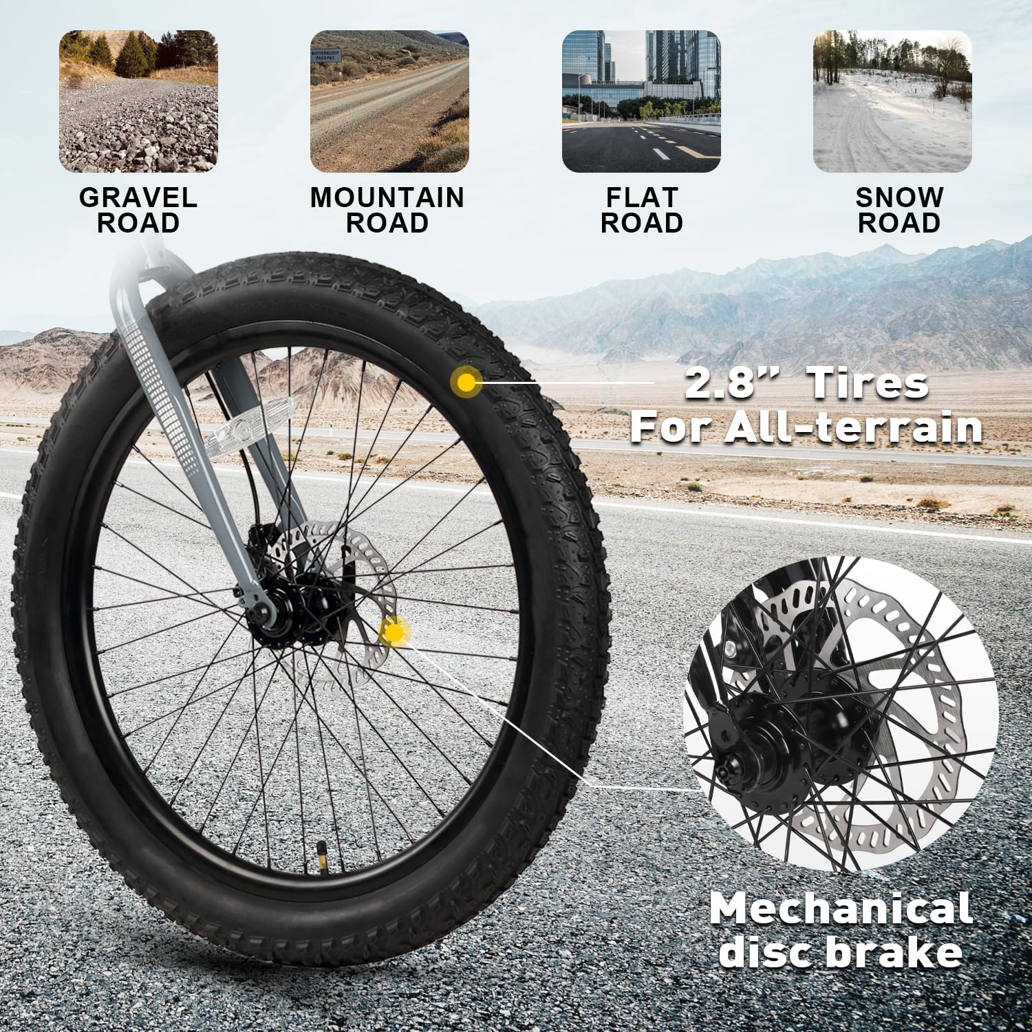 Glerc Mars Kids Mountain Bike, 24 Inch Fat Tire Bike for Teen Ages 8-14 Year Old, Bicycle with 2.8-Inch Wide Tires and 6 Speed Drivetrain, Gray