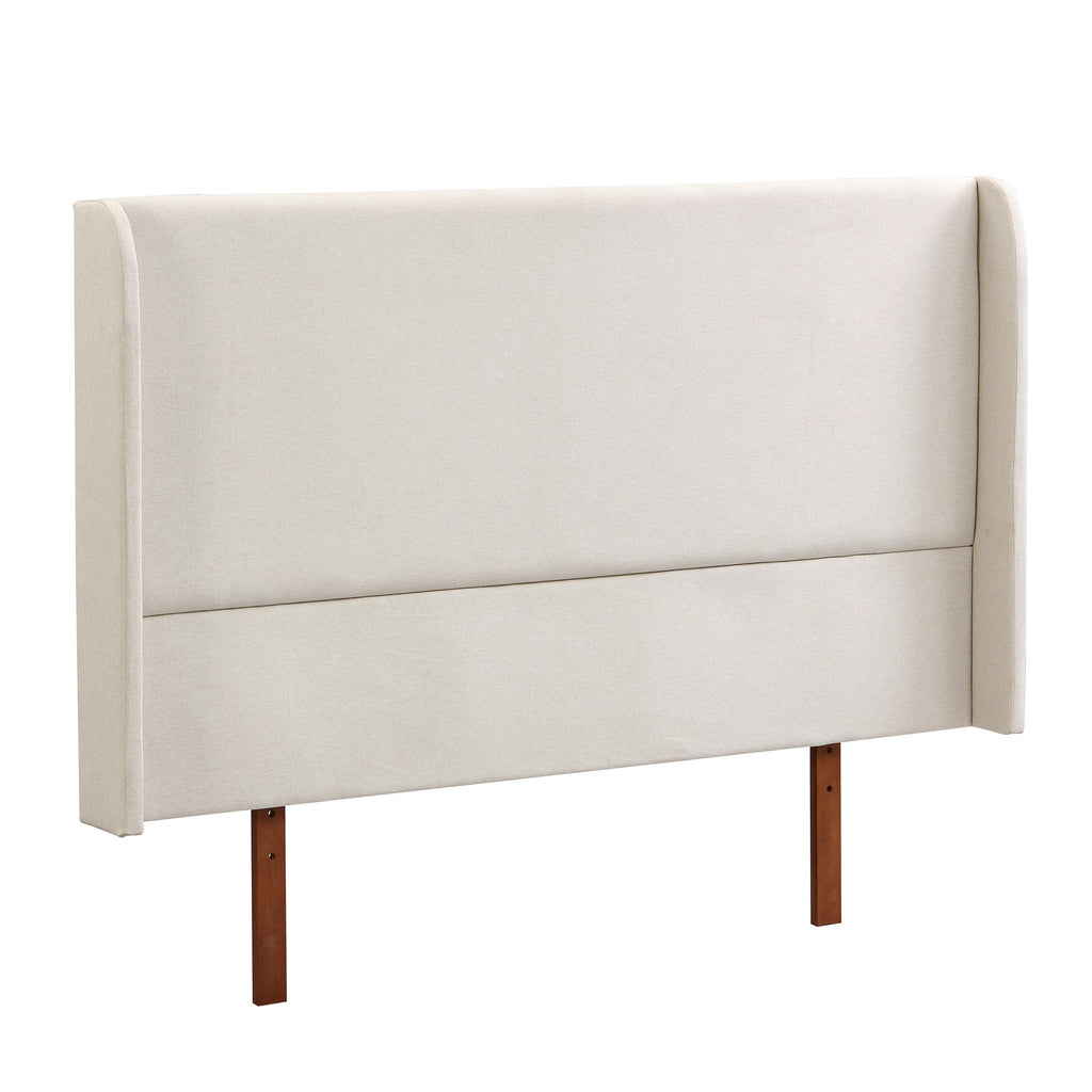 GDFStudio Ceyety King Size Wingback High Headboard, Upholstered Linen Fabric Headboard, Bamboo Wood, Easy Assembly, 48''H, Tan