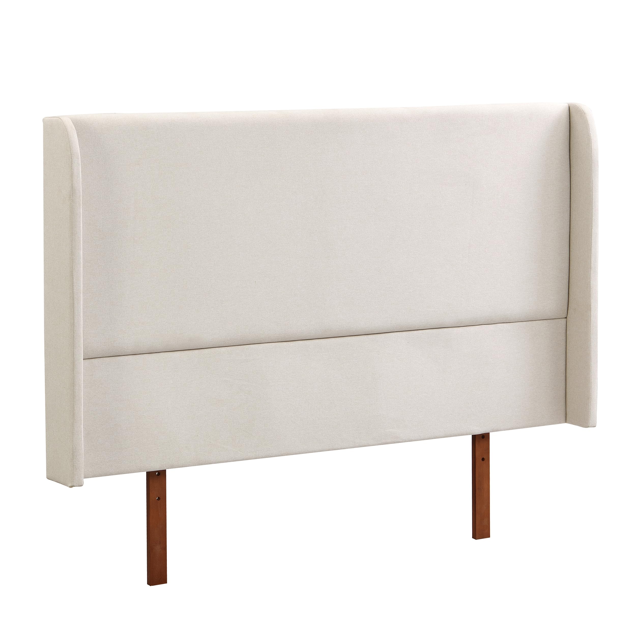 GDFStudio Ceyety King Size Wingback High Headboard, Upholstered Linen Fabric Headboard, Bamboo Wood, Easy Assembly, 48''H, Tan