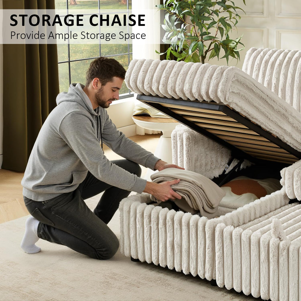 KCGKCG Sleeper Sofa Bed, 81” Pull Out Couch Bed, 3 in 1 L-Shaped Couch with Charging Station, Cup Holder, Side Pocket, Couches for Living Room(Plush Beige)