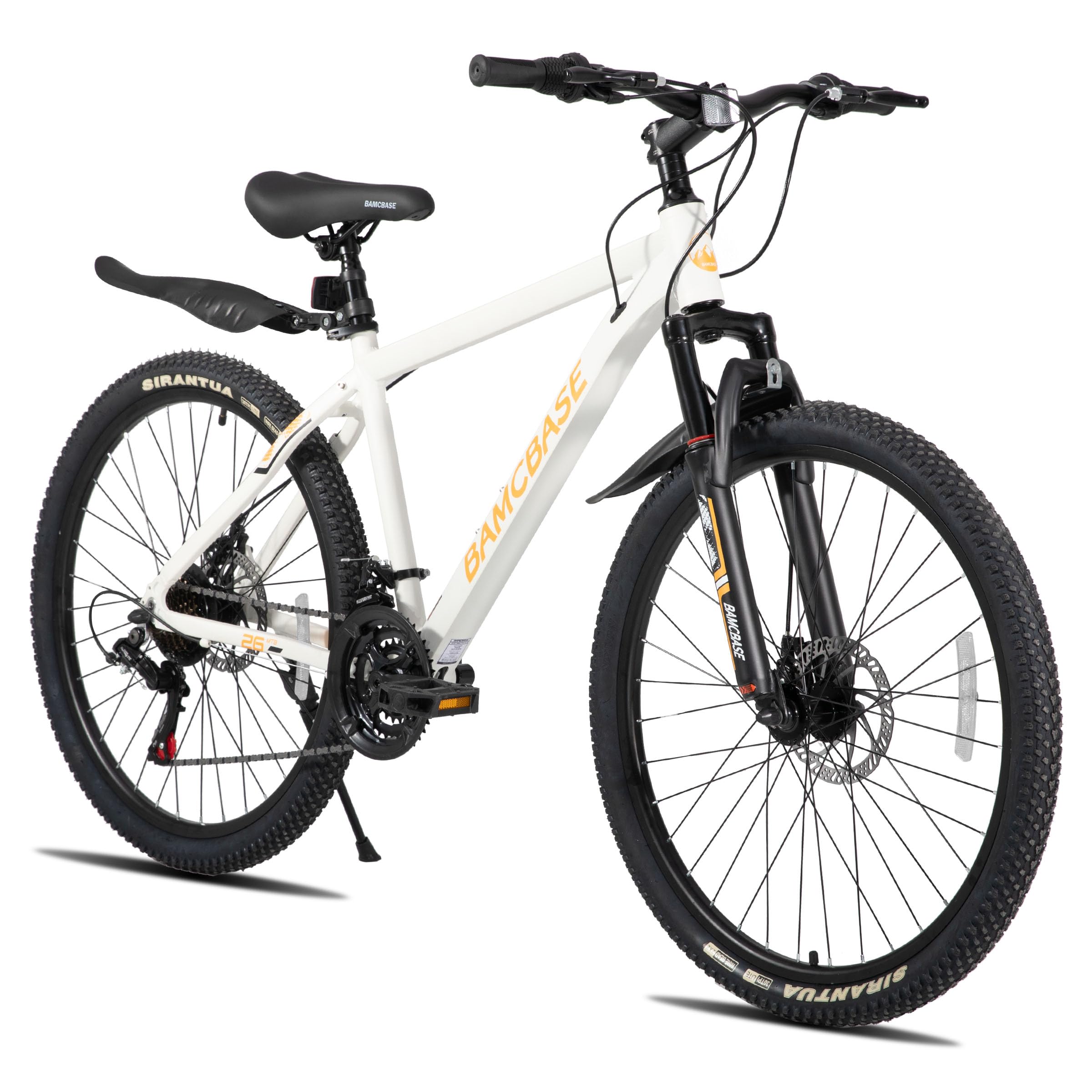 HH HILAND 27.5 Inch Mountain Bike, Mens and Womens Aluminum Frame MTB with 21 Speeds, Dis Brake, Hardtail Bicycle for Adults White