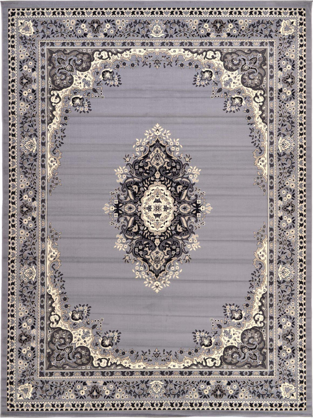 Unique Loom Reza Collection Traditional Persian Style Area Rug, 9 ft 10 in x 13 ft, Gray/Ivory