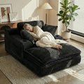 67" Oversized Chaise Lounge Chair Indoor, Soft Boneless Cloud Couch with 3 Pillows, 4 Side Pockets and 2 Cup Holders, Comfy Corduroy Sleeper Couch for Living Room Bedroom