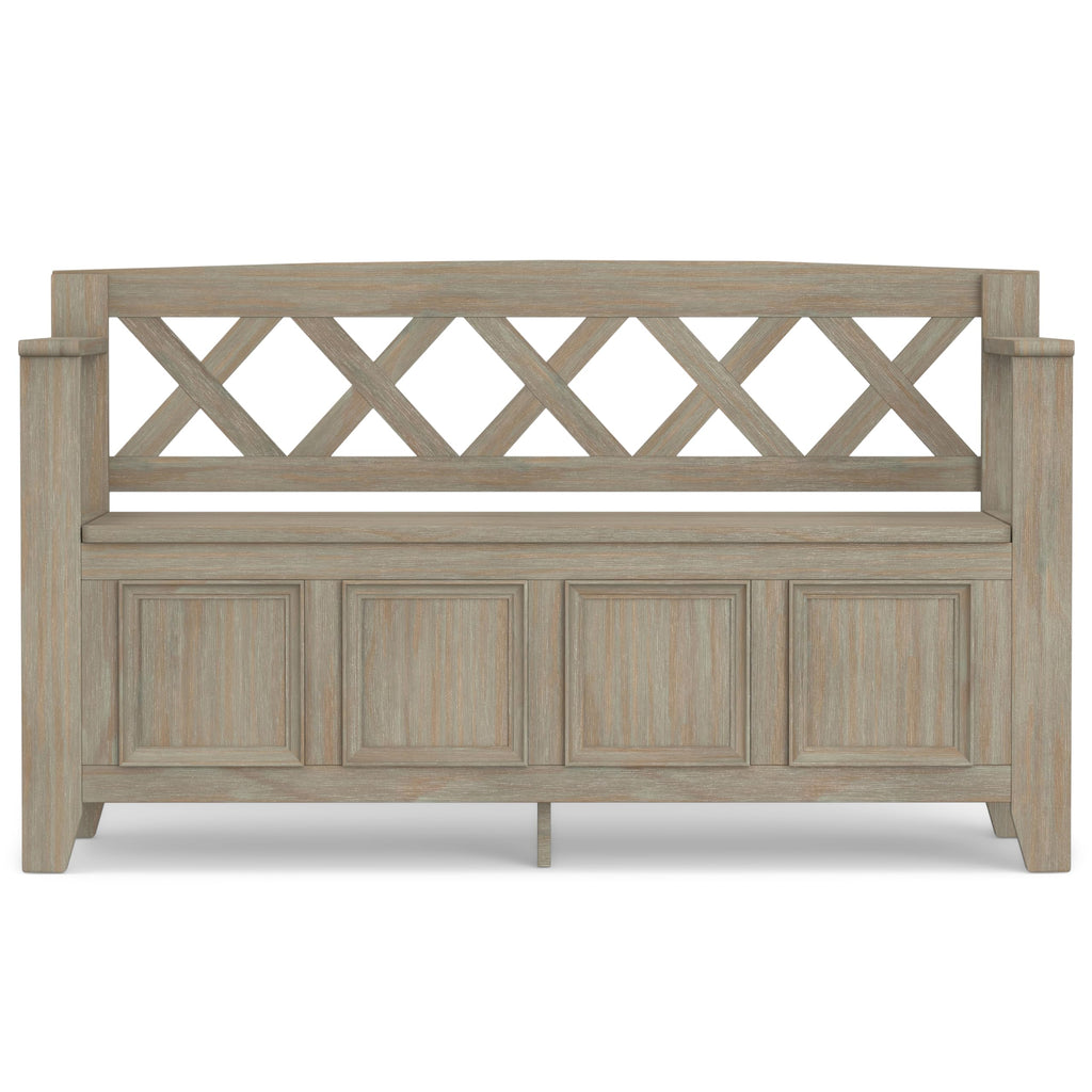 SIMPLIHOME Amherst Entryway Storage Bench - 48 inch Wide Solid Wood Hallway Seat in Distressed Grey, Transitional Bench for Entryway or Living Room with Lift-Up Lid and Spacious Storage