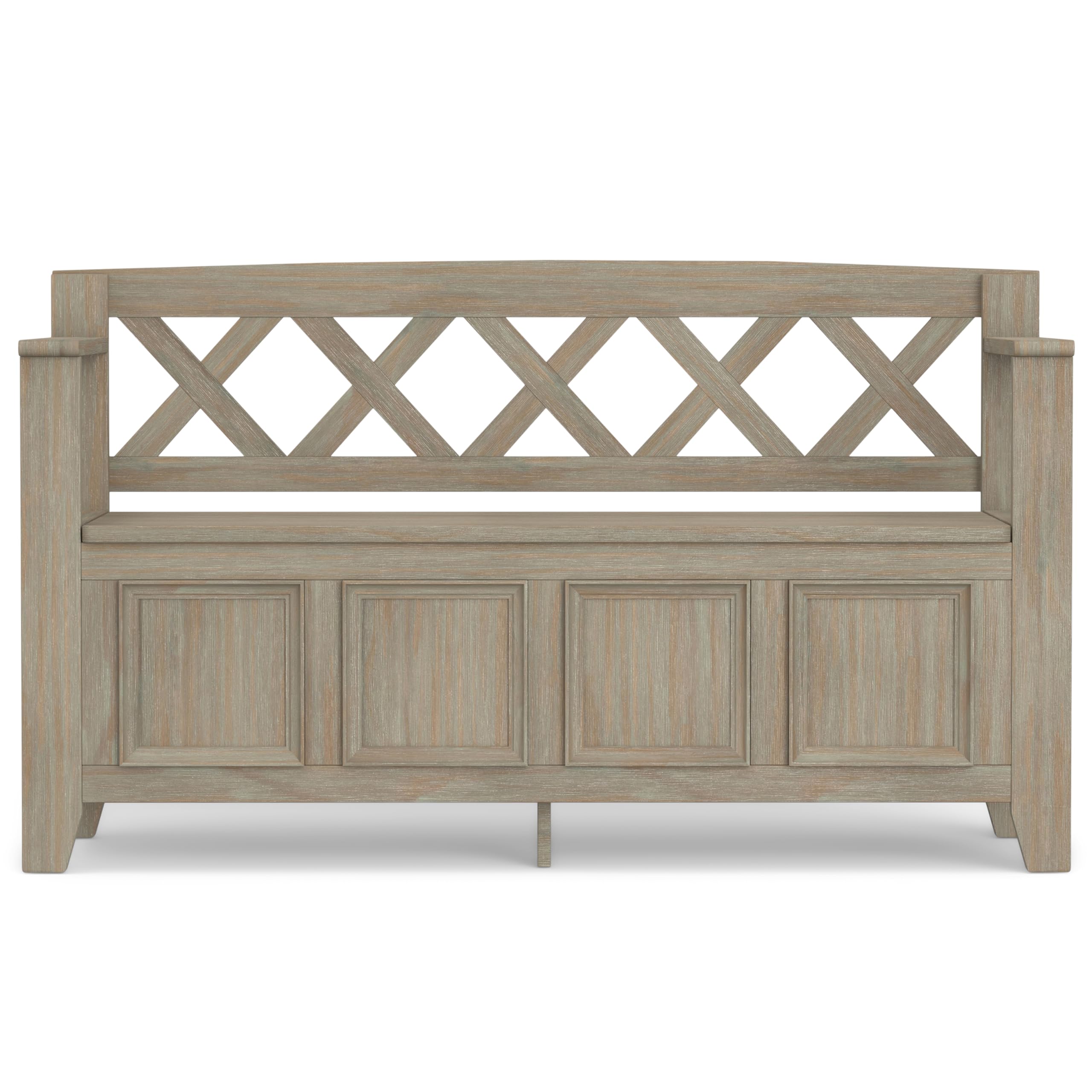 SIMPLIHOME Amherst Entryway Storage Bench - 48 inch Wide Solid Wood Hallway Seat in Distressed Grey, Transitional Bench for Entryway or Living Room with Lift-Up Lid and Spacious Storage