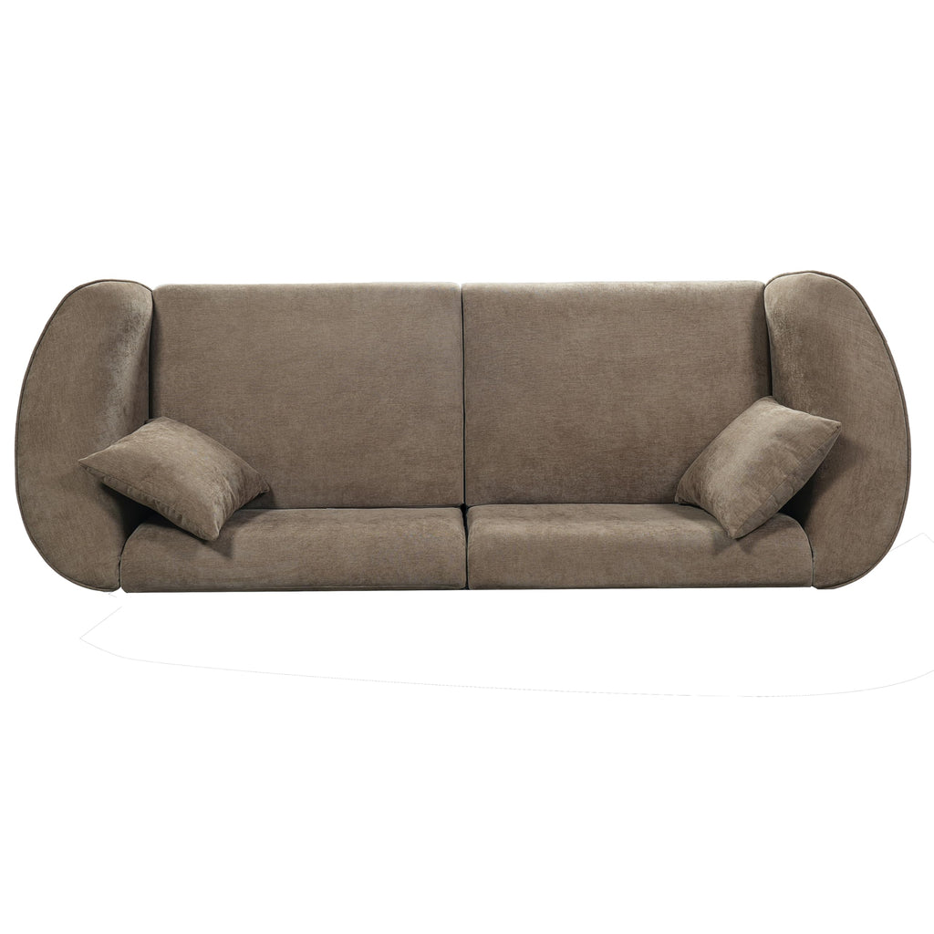 Merax 87" Curved Sofa Comfy Contemporary Upholstered Loveseat with Extra Deep Seats for Living Room Apartment Office, Brown