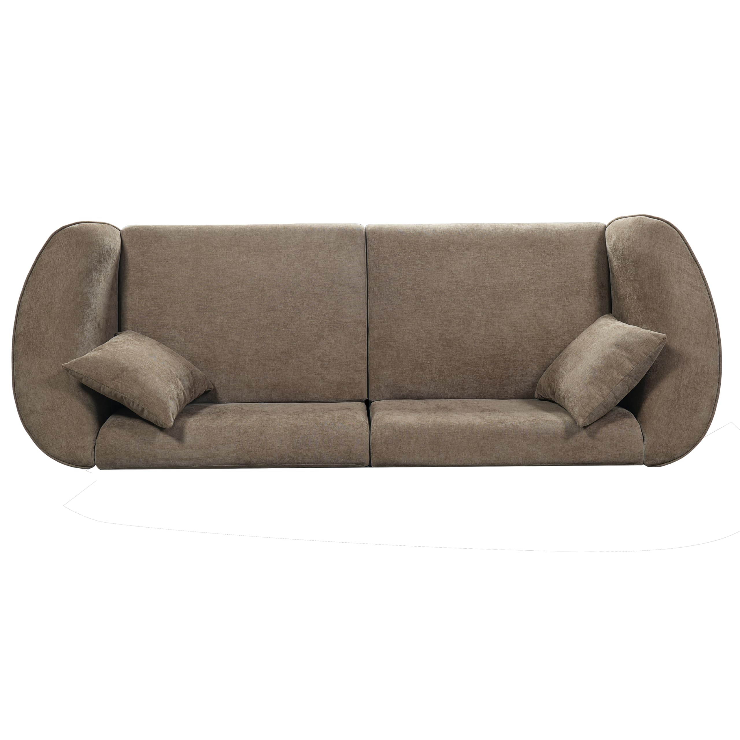 Merax 87" Curved Sofa Comfy Contemporary Upholstered Loveseat with Extra Deep Seats for Living Room Apartment Office, Brown