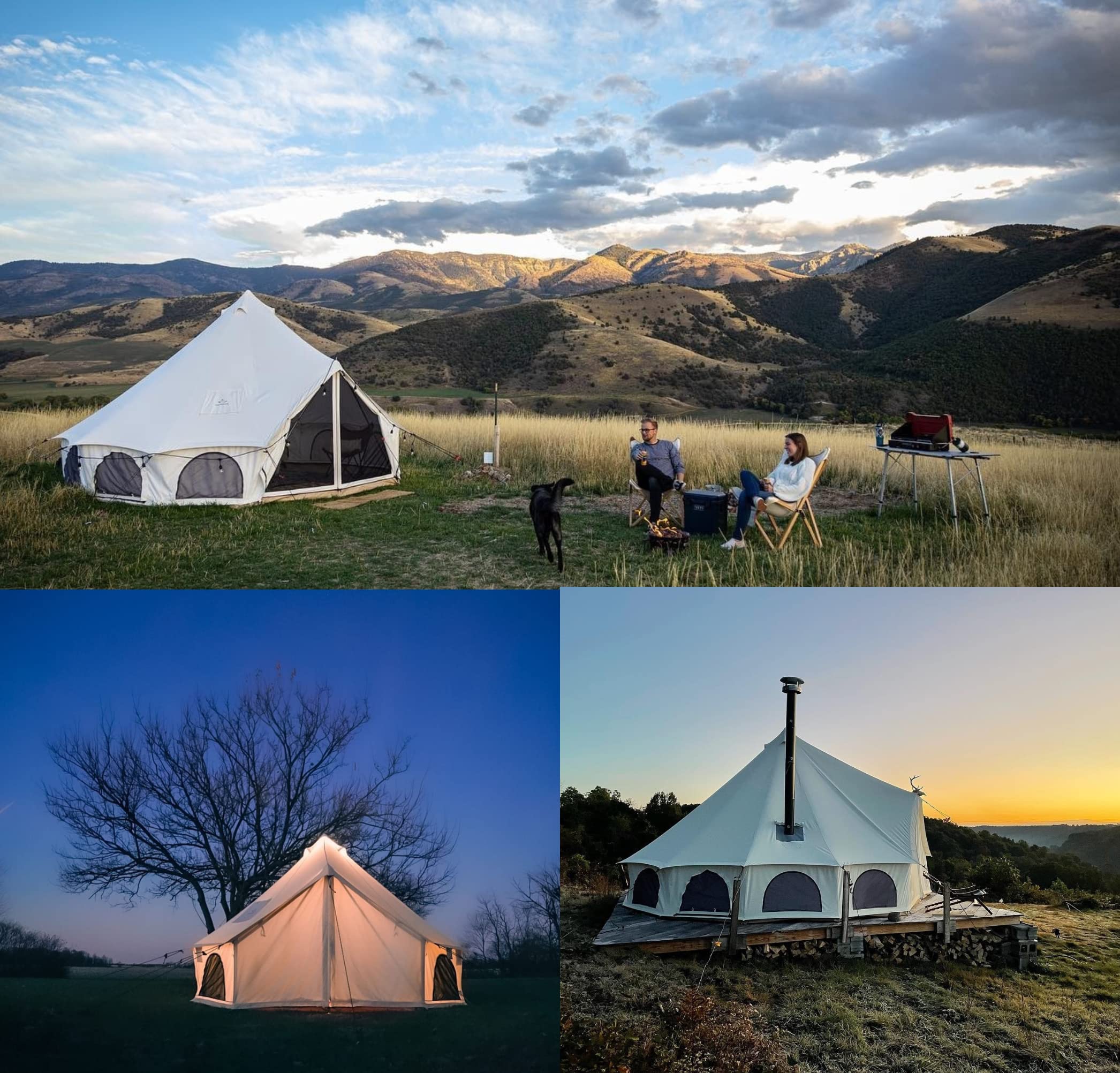 WHITEDUCK Avalon Canvas Bell Tent - Luxury All Season Tent for Camping & Glamping Made from Premium & Breathable 100% Cotton Canvas w/Stove Jack, Mesh (13' (4M), Water Repellent)