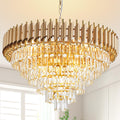 Aixialin Large Crystal Chandelier 30" Modern Hanging Crystal Pendant, 6 Tiers K9 Crystal Ceiling 16 Lights Fixtures, Round Pendant Lighting Large Chandelier for Entryway Dining Room Staircase