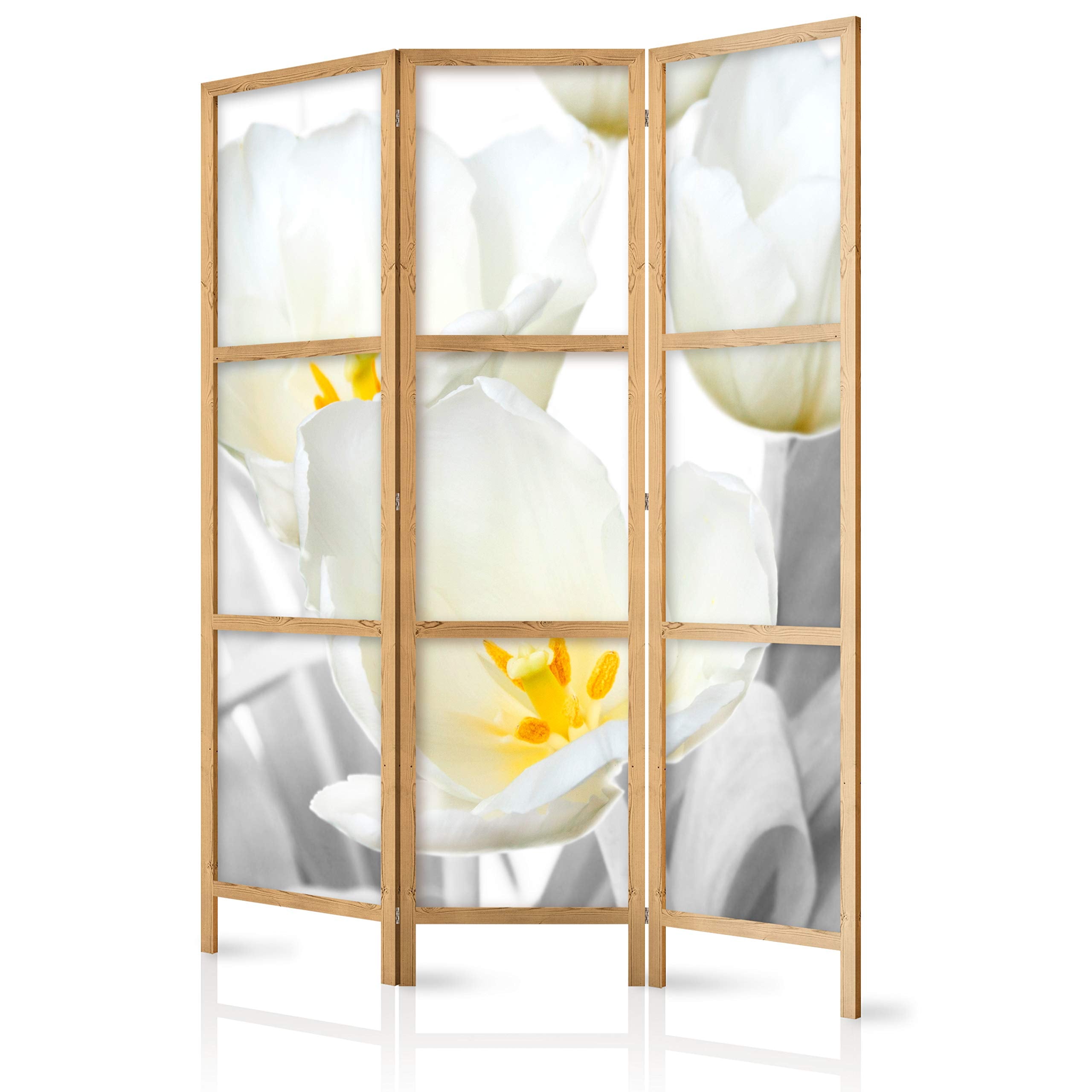 artgeist Japanese Room Divider Flowers 53 x 67 in - 3 Panel Folding Screen Japan Design Home Decoration Art Deco b-C-0395-z-b