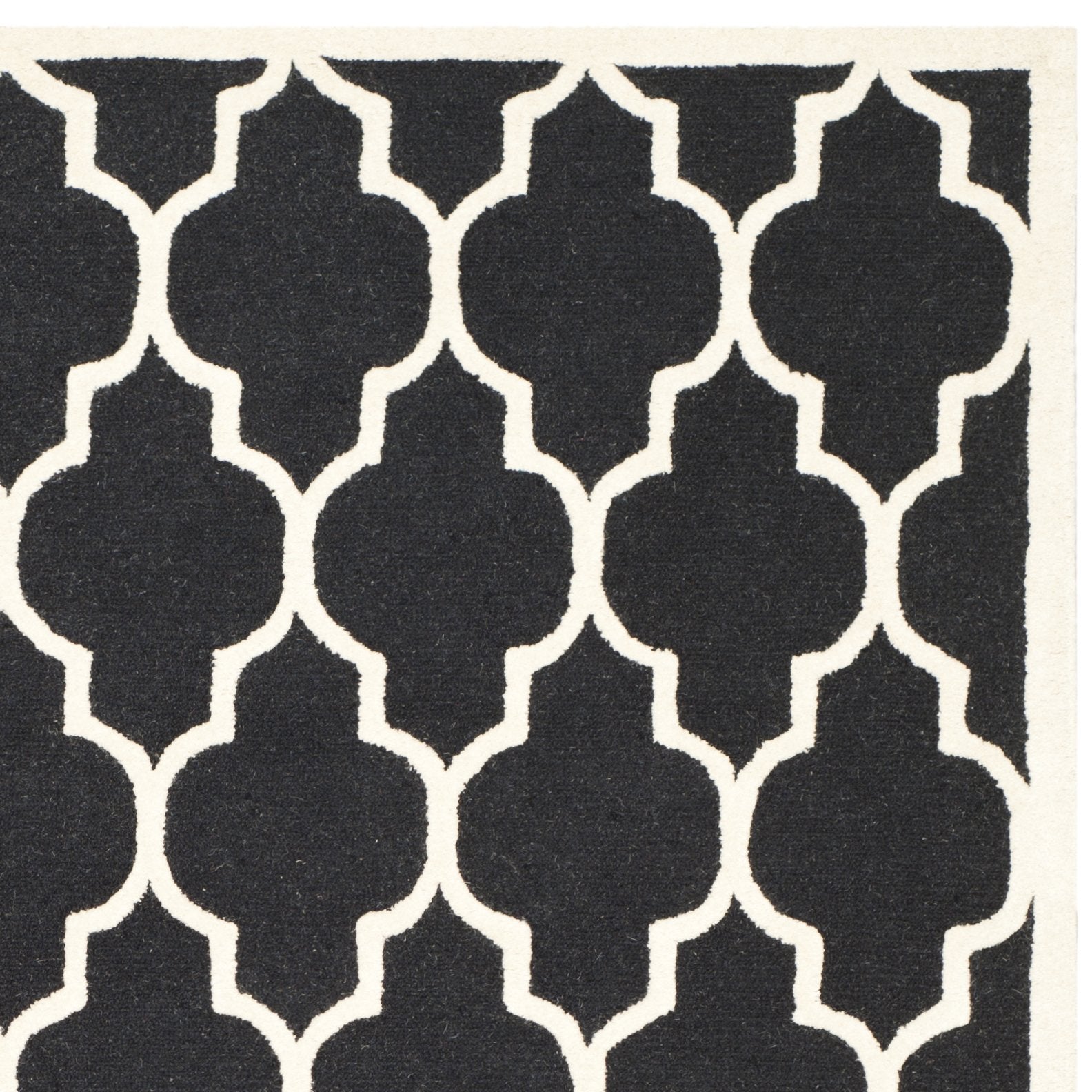 SAFAVIEH Area Rug 8x10 - Cambridge Collection - Large - Black & Ivory, Handmade Wool, Moroccan Trellis Design, Ideal for Living Room, Bedroom, Office, Dining Space (CAM134E)