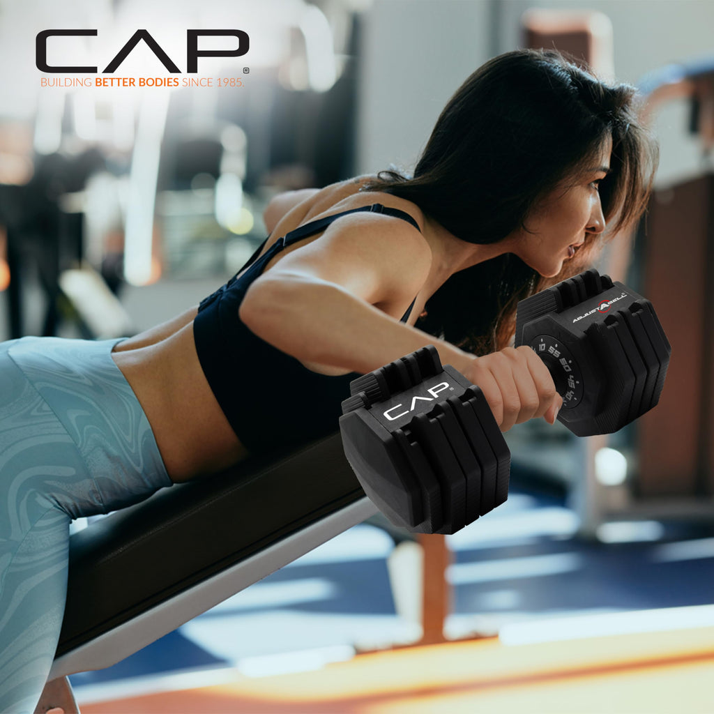 CAP Barbell 55 lb Pair of Adjustable Dumbbells with Full Rotation Black Handle