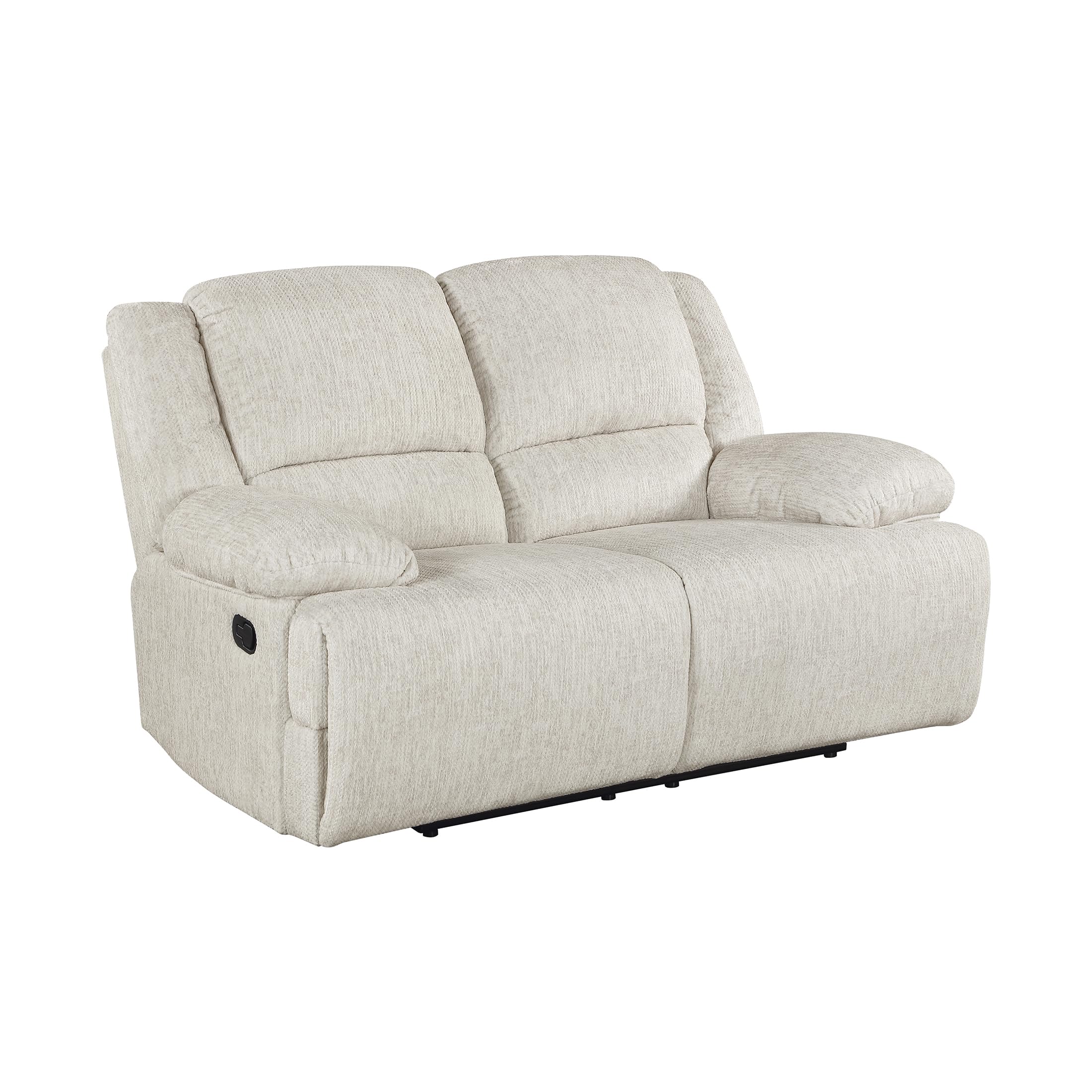Lexicon Manual Double Reclining Loveseat, Textured Microfiber Wall Hugger Recliner Loveseat, Pillow Top Arms, 2 Seater Couch for Living Room/Theater Seating/Apartment, Easy Assembly, Vanilla Beige