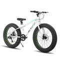 HH HILAND 26 Inch Kids' Bicycles Fat Tire Mountain Bike for Boys and Girls, 7-Speed, Dual-Disc Brake, Kids Beach and Snow Bicycle White