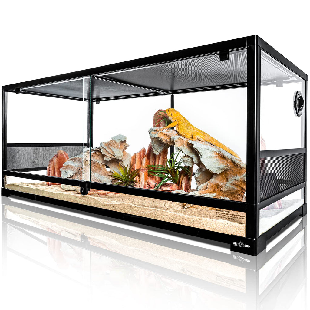 REPTI ZOO Reptile Tempered Glass Extra-Long Terrarium Habitats 48" x 18" x 18" Reptile Amphibians Large Enclosure for Snake/Bearded Dragon/Lizard ect.