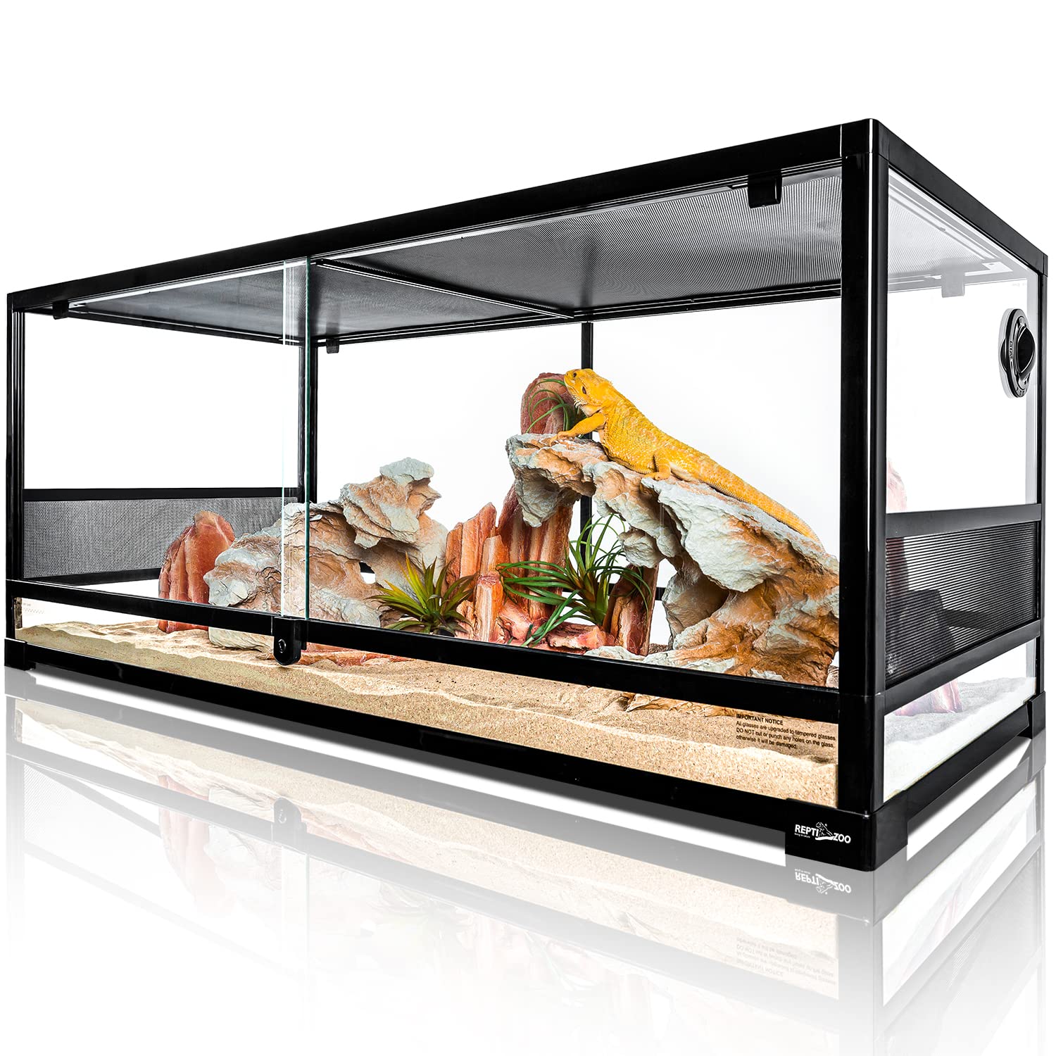 REPTI ZOO Reptile Tempered Glass Extra-Long Terrarium Habitats 48" x 18" x 18" Reptile Amphibians Large Enclosure for Snake/Bearded Dragon/Lizard ect.